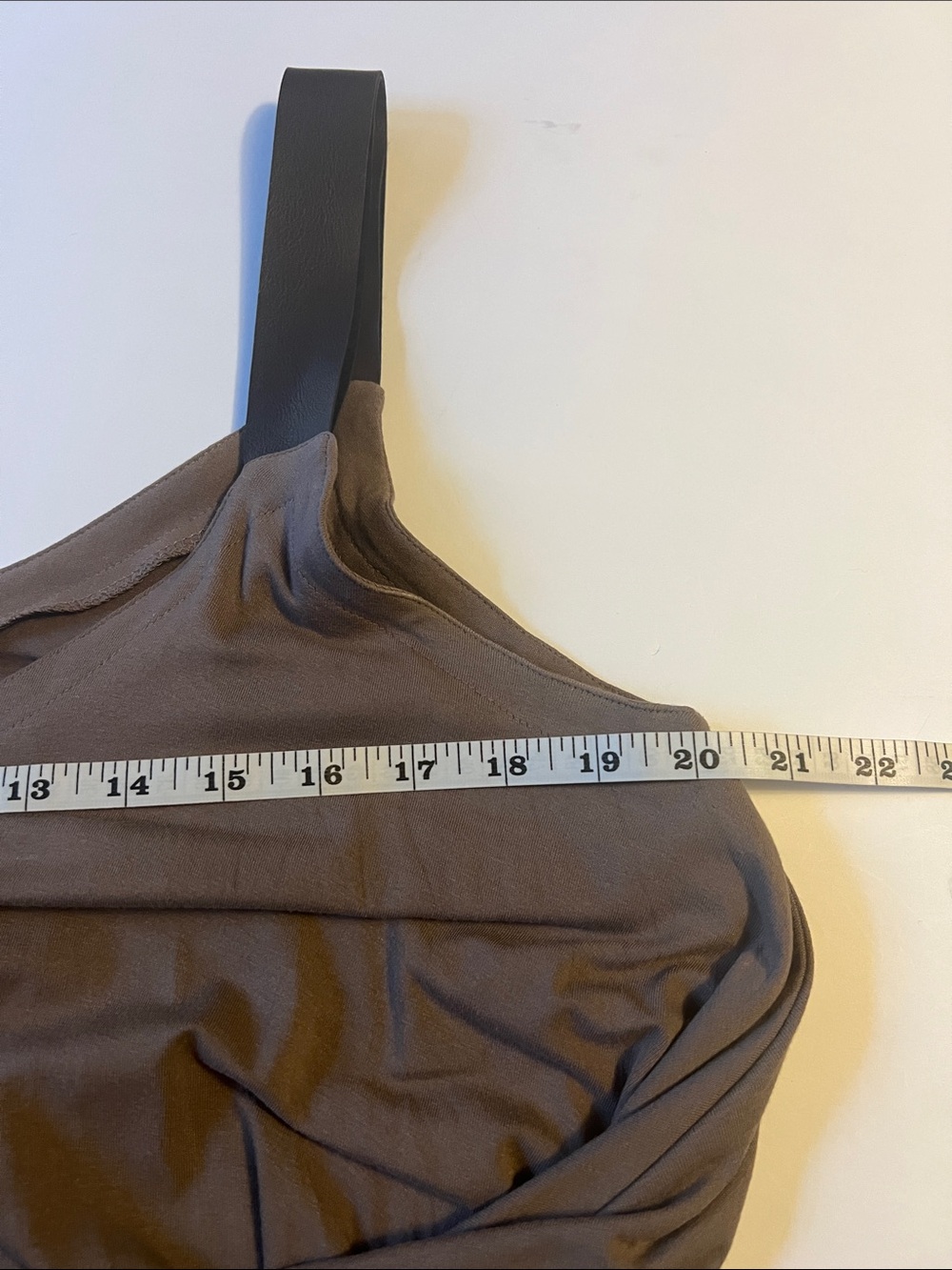 MEDI Brown Asymmetrical Women’s Dress Faux Leather Shoulder Straps Size 2 EUC - Picture 6 of 10